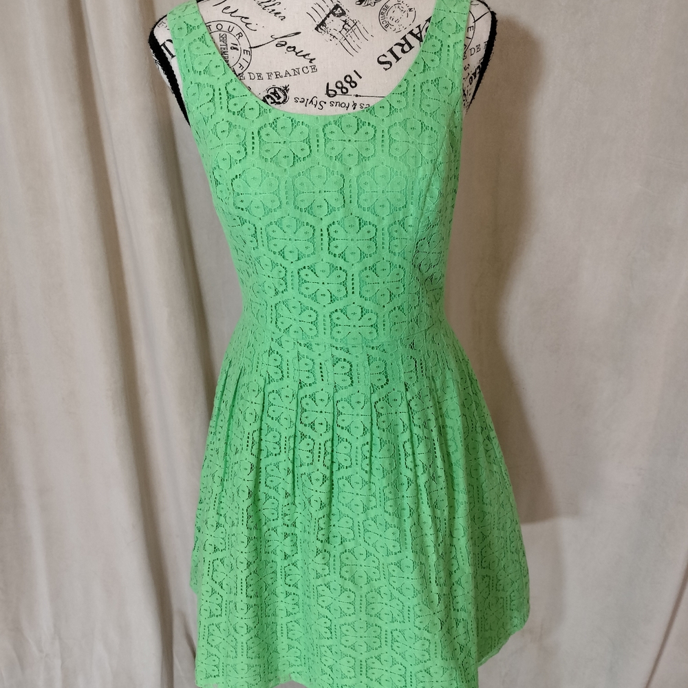 Lily Pulitzer 'Posey' Green Sleeveless Floral Lace Fit & Flare Dress w/Petticoat